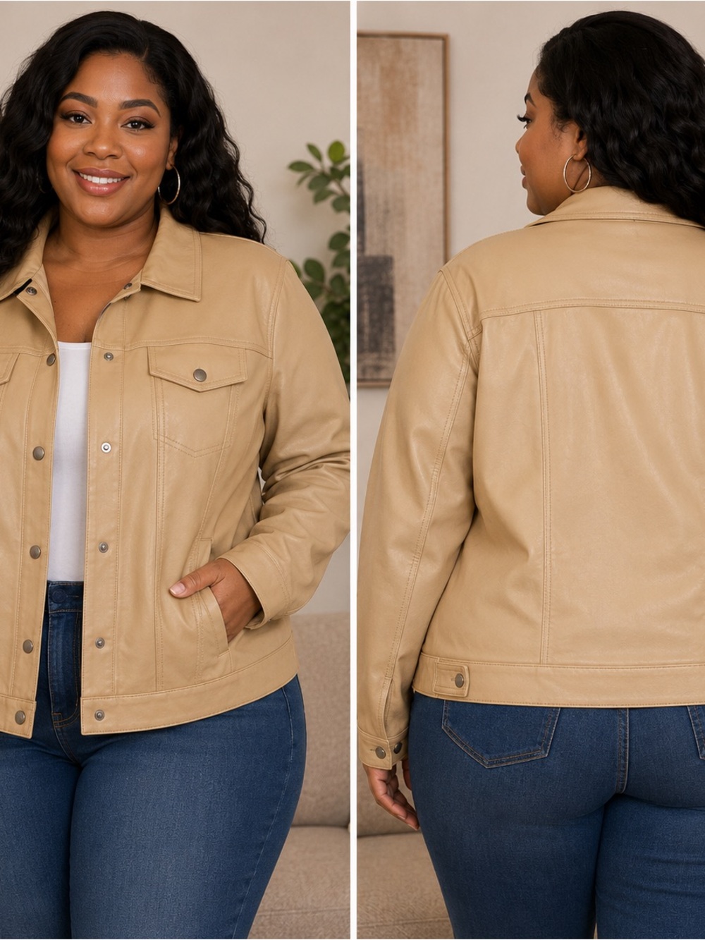 torrid Tan Faux Leather Jean Jacket